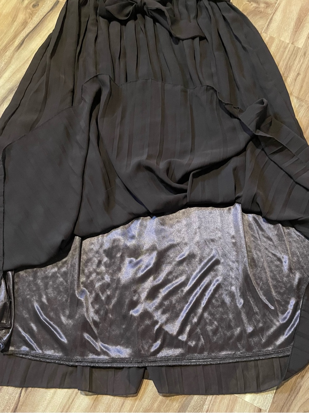 Joie Choc Brown Pleated Chiffon Midi Skirt, Self-Tie Belt, Flowy A-Line Sz L - Picture 4 of 7